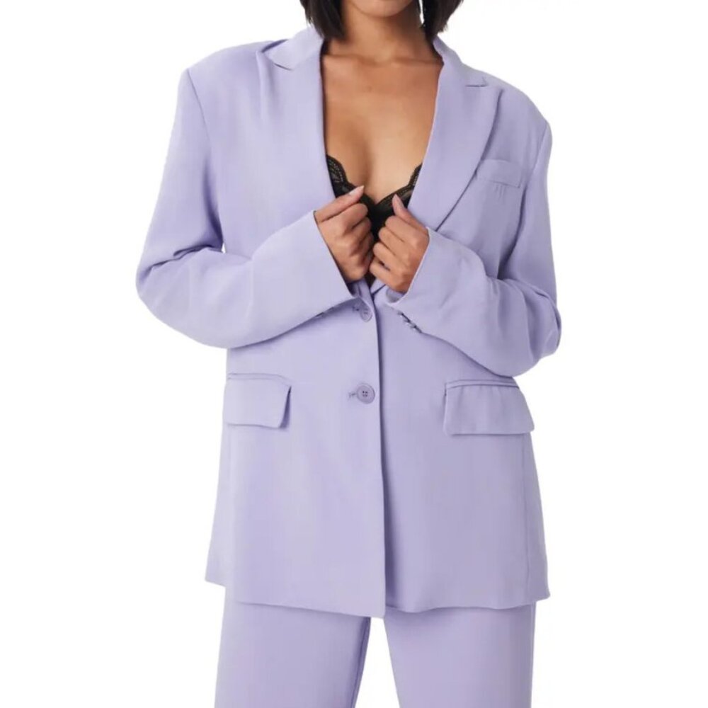 Lita by Ciara Two Button Blazer Made‎ In Italy Peak Lapel Violet Tulip Size XXL